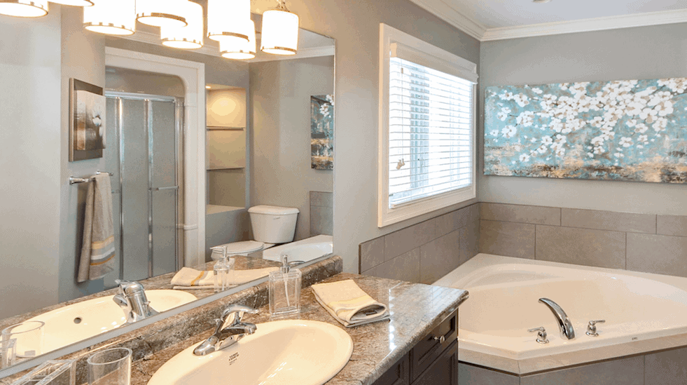 Image of Ironstone Bathroom with MOEN Fixtures