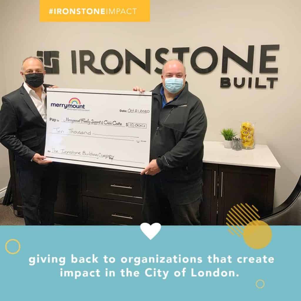 Ironstone 10 weeks of Impact donation to Merrymount