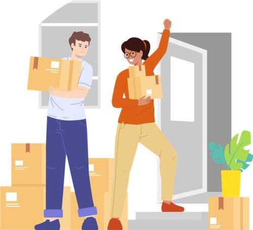 Couple moving in Couple moving into their new home